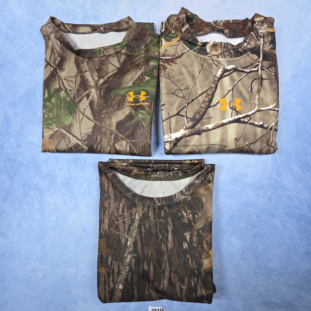 Under Armour Mens Realtree Camo Shirt Bundle ColdGear HeatGear 3XL XXXL NWT 3pc